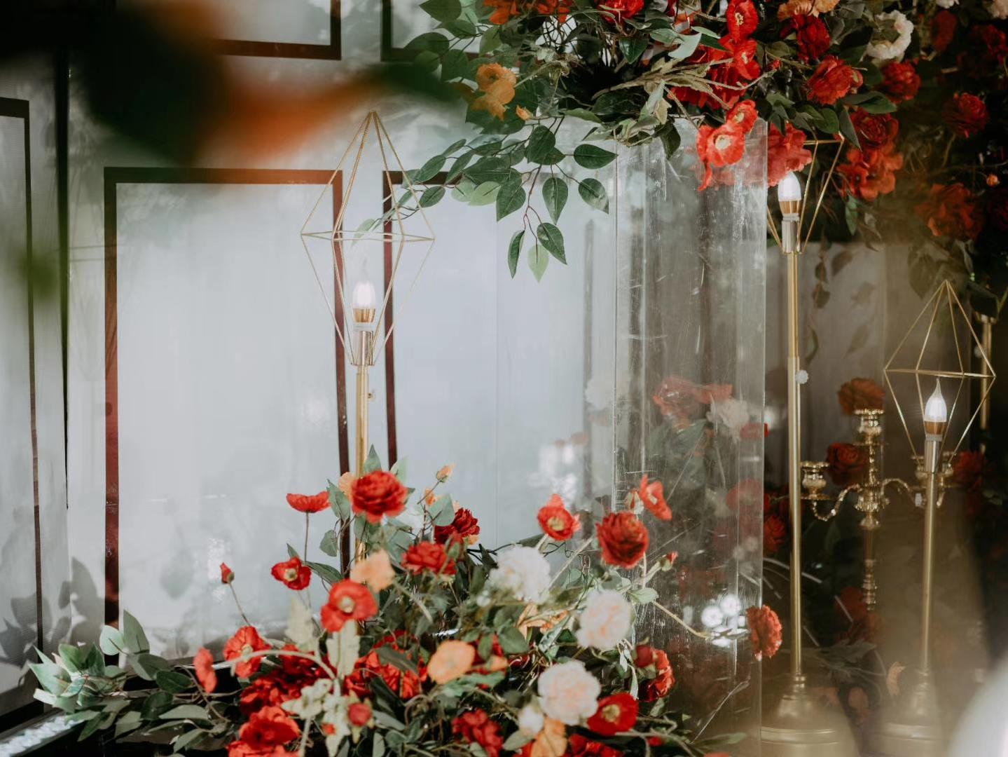 网红精致红白系列婚礼布置