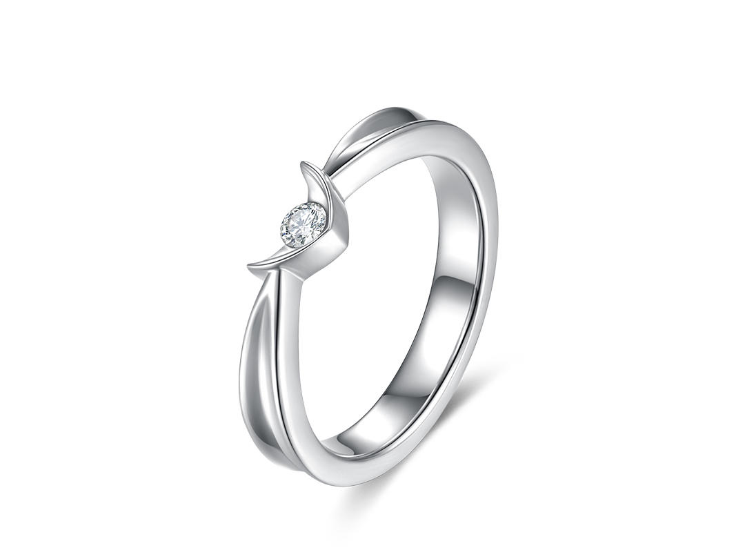 18K白金 钻石戒指 情侣对戒 结婚戒指