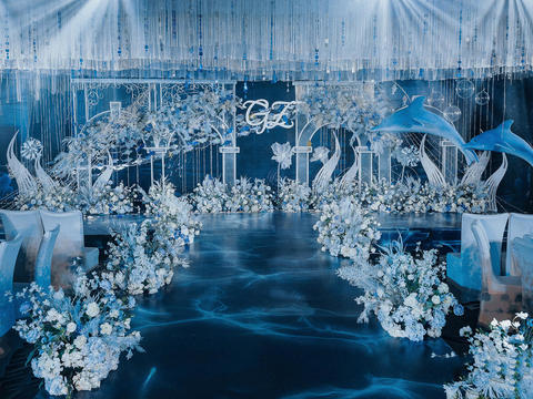 数不尽的蓝色梦幻·海洋主题婚礼+超美灯光