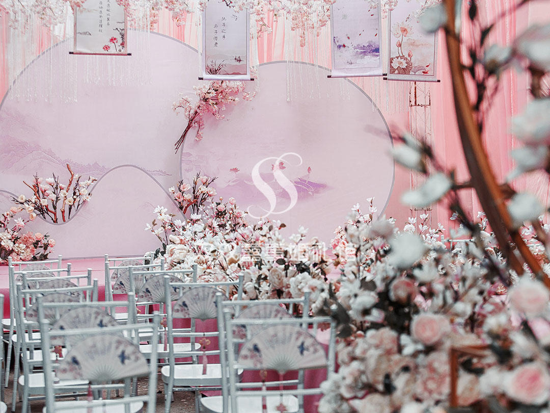 南充仪陇双双囍事婚礼馆户外婚礼新中式粉色唯美