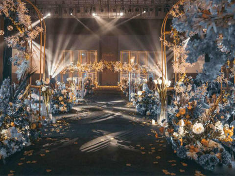 蓝色高级感婚礼主题/含四大金刚、舞美灯光