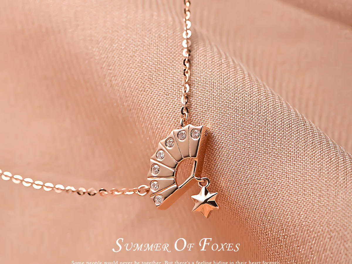 狐狸的夏天「扇面18K金锁骨链|生日礼物