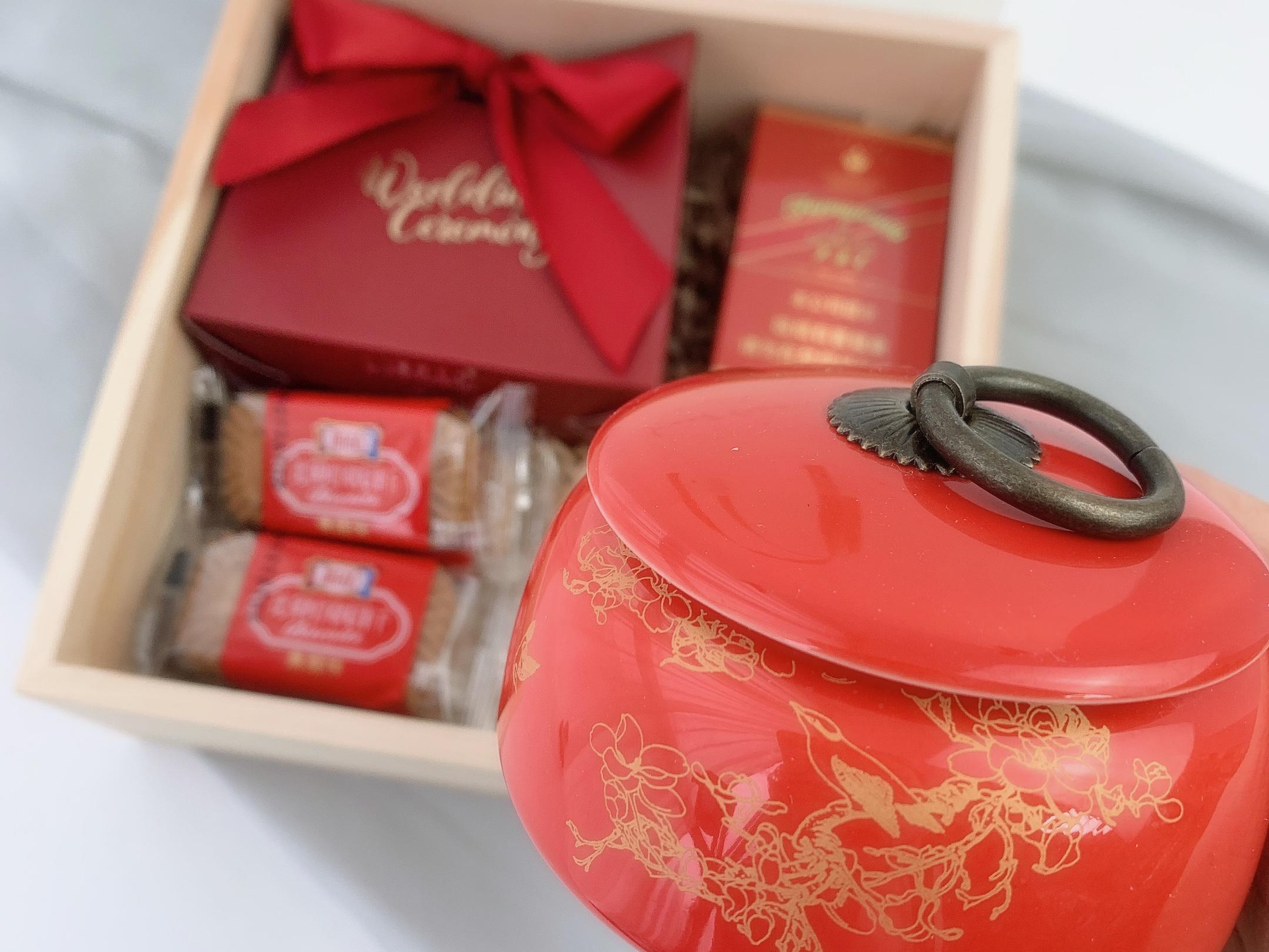 精致木盒长沙回礼伴手礼喜糖喜饼喜茶