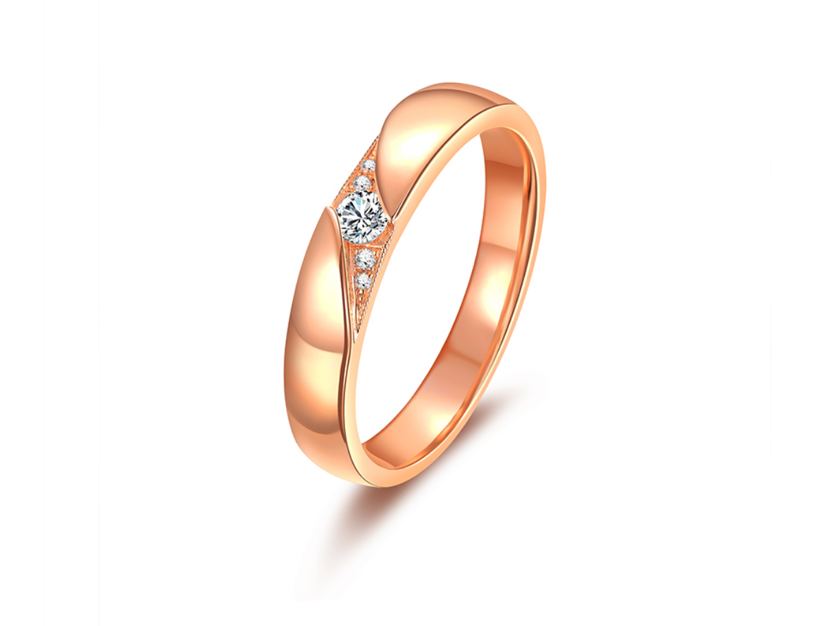 形影不离 18K金天生一对钻石对戒 情侣戒