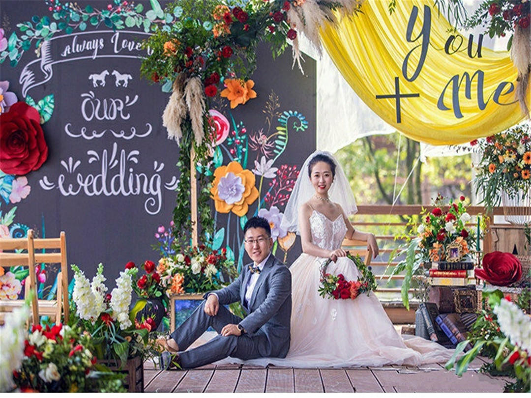 欧式撞色户外婚礼布置