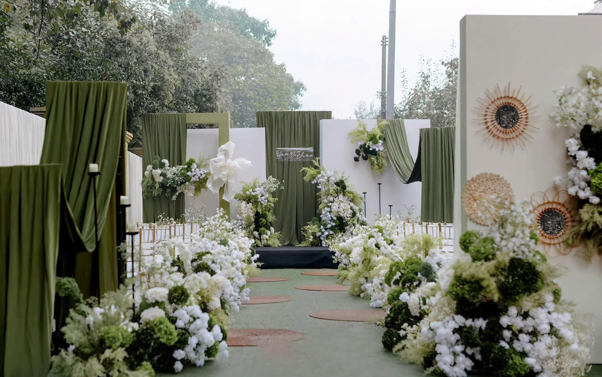 牛油果綠清新簡約街道婚禮