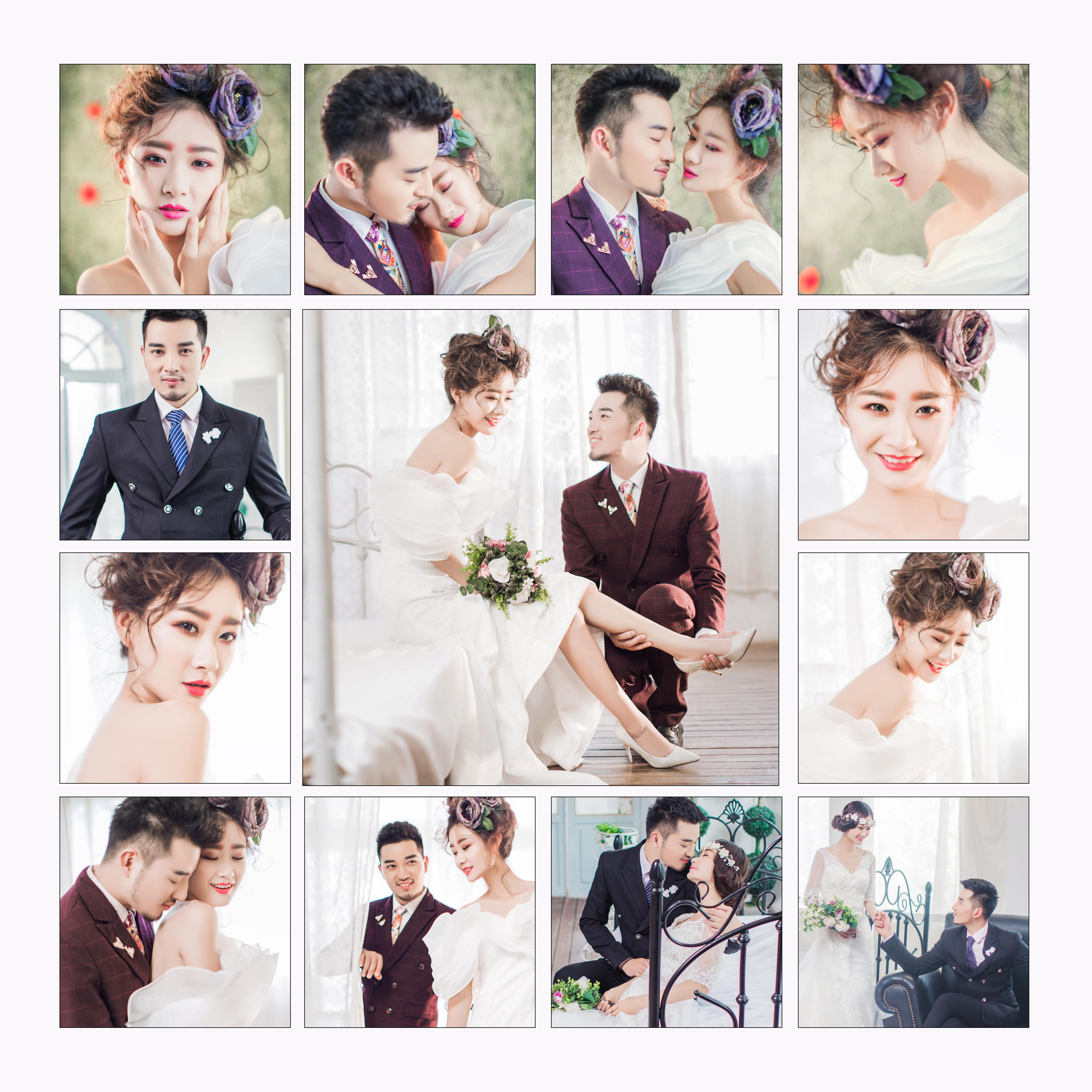 九宫格婚纱照情侣照样片分享