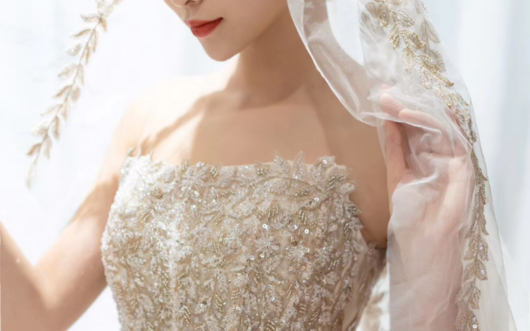 【Mint 薄荷】香槟色bling钉珠三种穿法仪