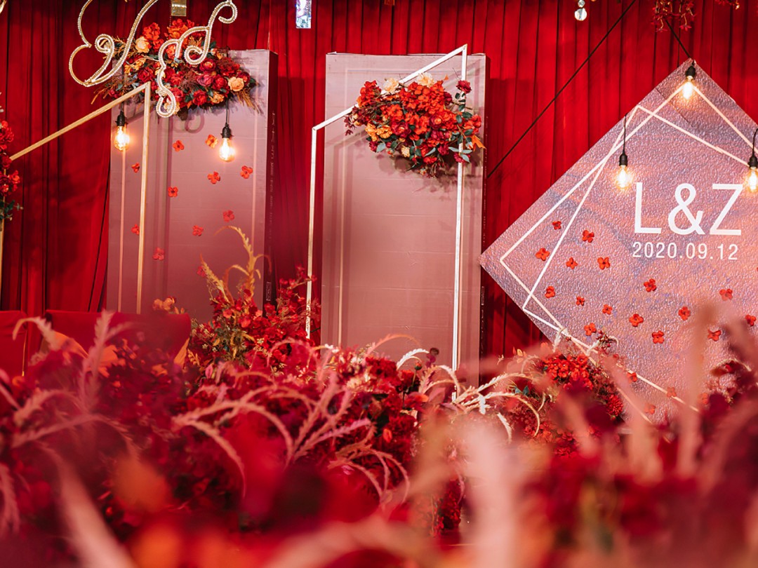 紅金色主題婚禮實(shí)拍婚禮現(xiàn)場