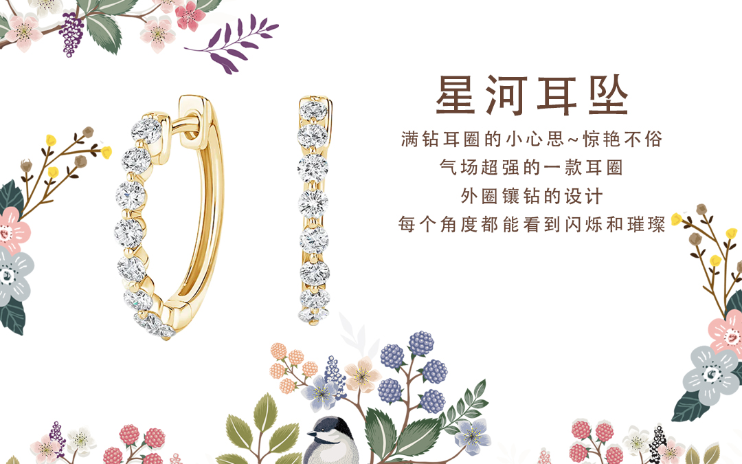 钻小娴-星河耳坠18K黄金钻石耳钉