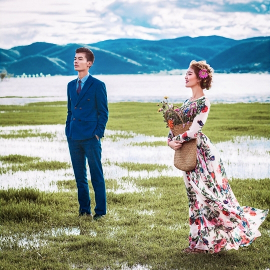 俊男靓女的优雅婚纱照  妥妥的好