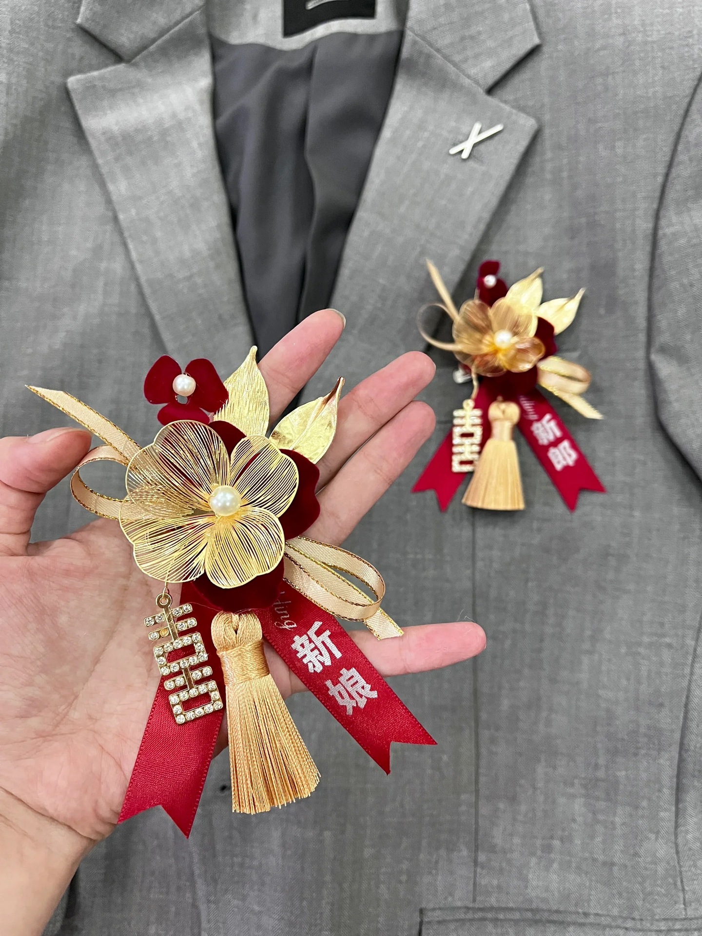 结婚仿真襟花胸花全套