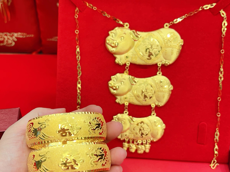 足金婚嫁三金套装