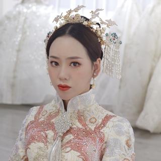 真实新娘造型妆面，中式，大气西式婚纱造型