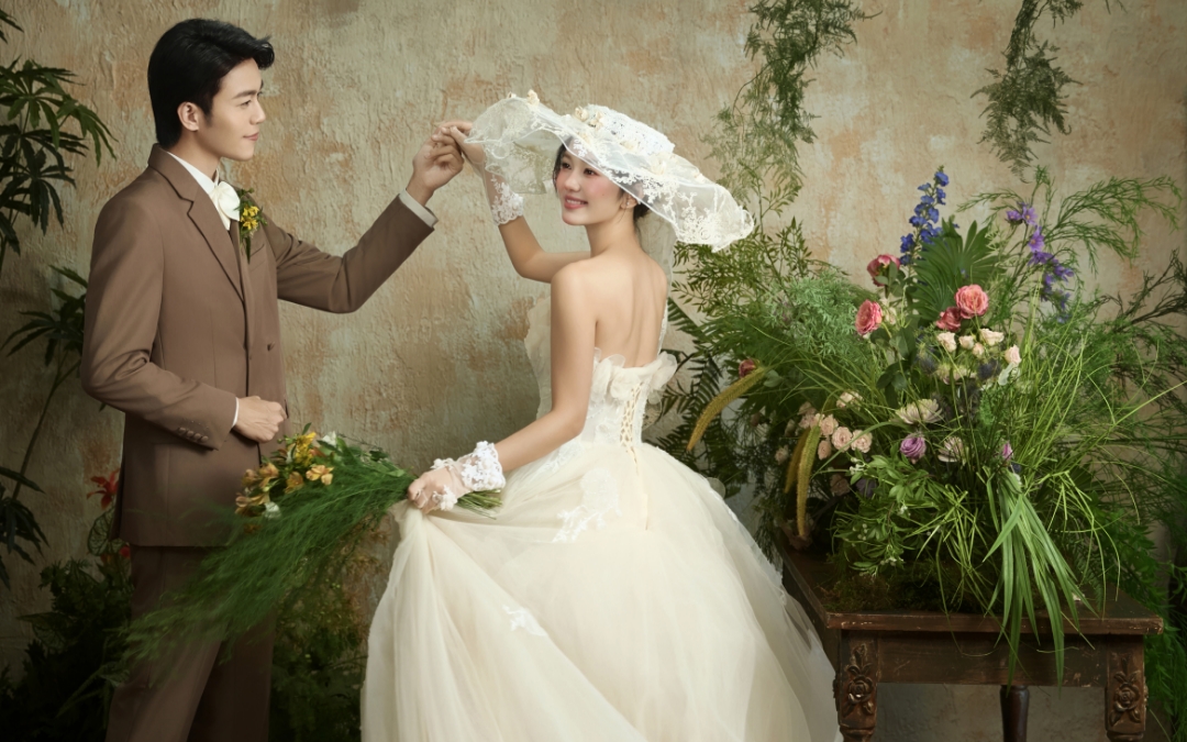 花房森系婚纱照，邂逅自然之美