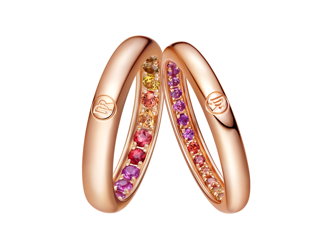 DR LOVEMARK爱不止息情侣红蓝宝石彩虹戒