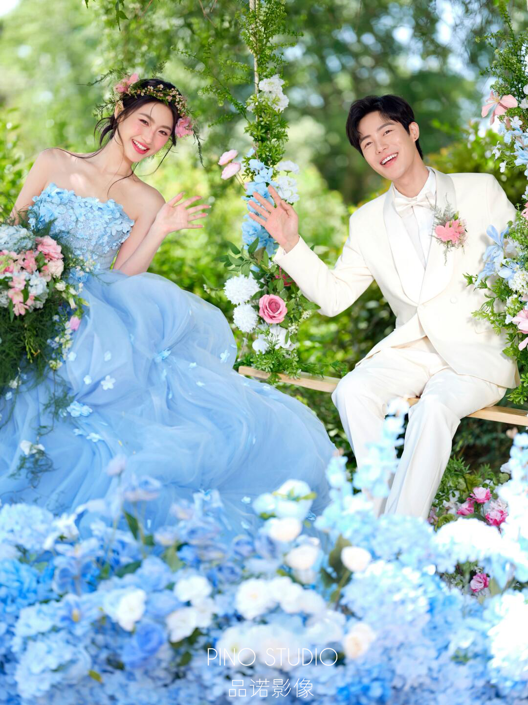 法式梦幻花神婚纱照