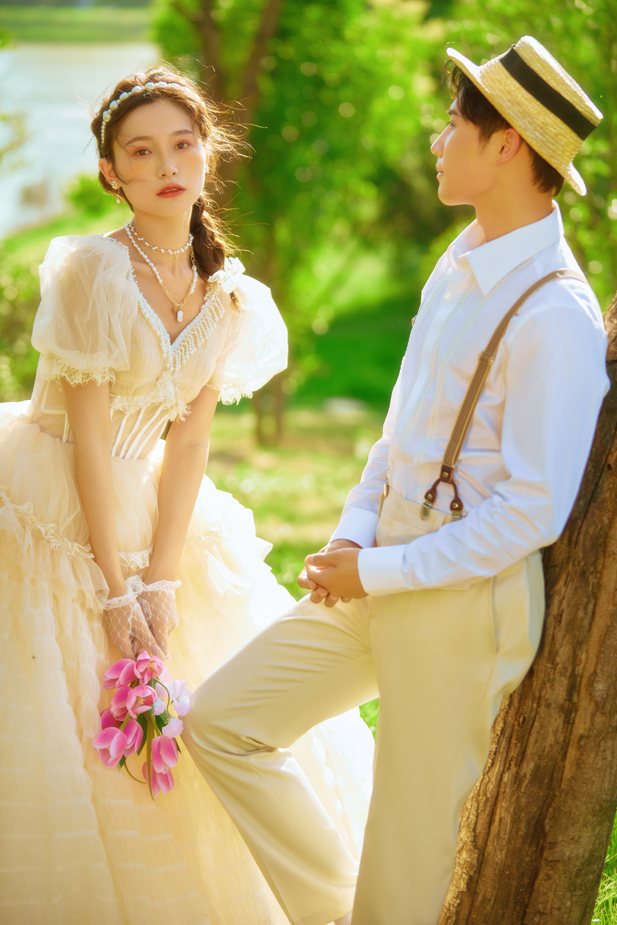 夏天一定要拍的奶油色清新治愈森系婚纱照