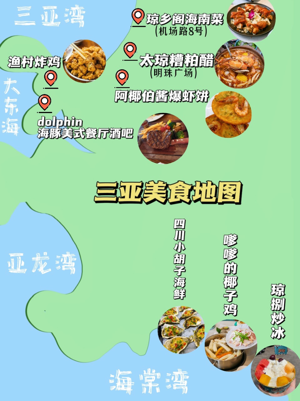 本地人手绘三亚地图带你避坑|三亚攻略😉