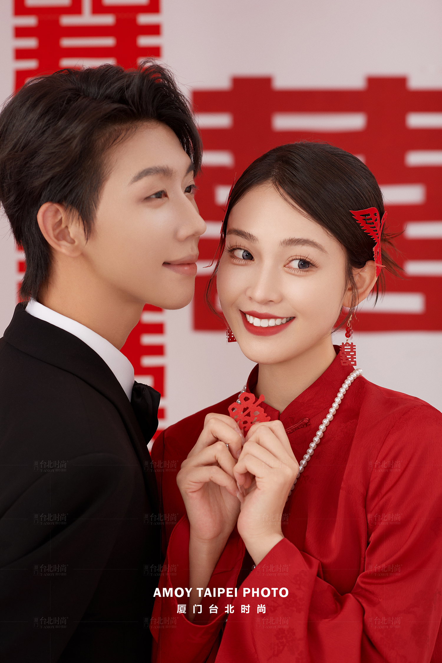 甜蜜感❣拉满的中式喜庆氛围婚纱照