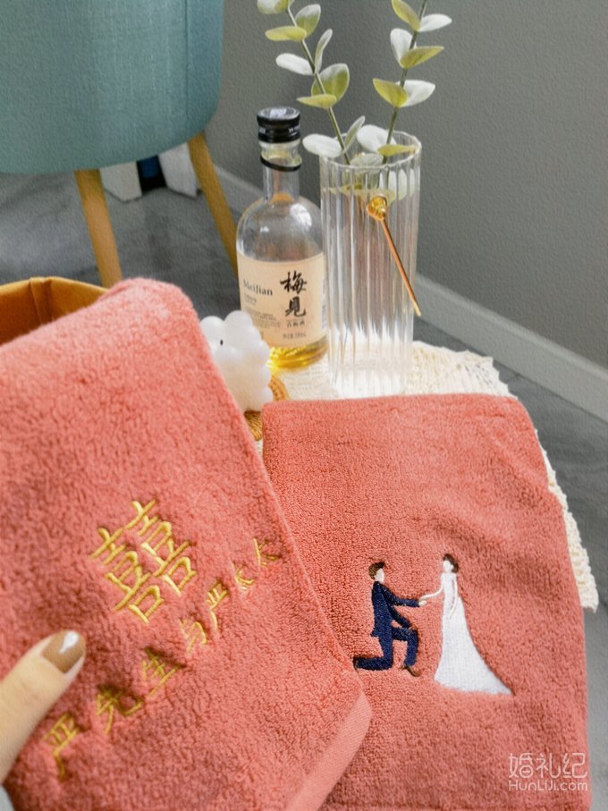 佛系备婚 宫廷红漱口杯&定制囍毛巾