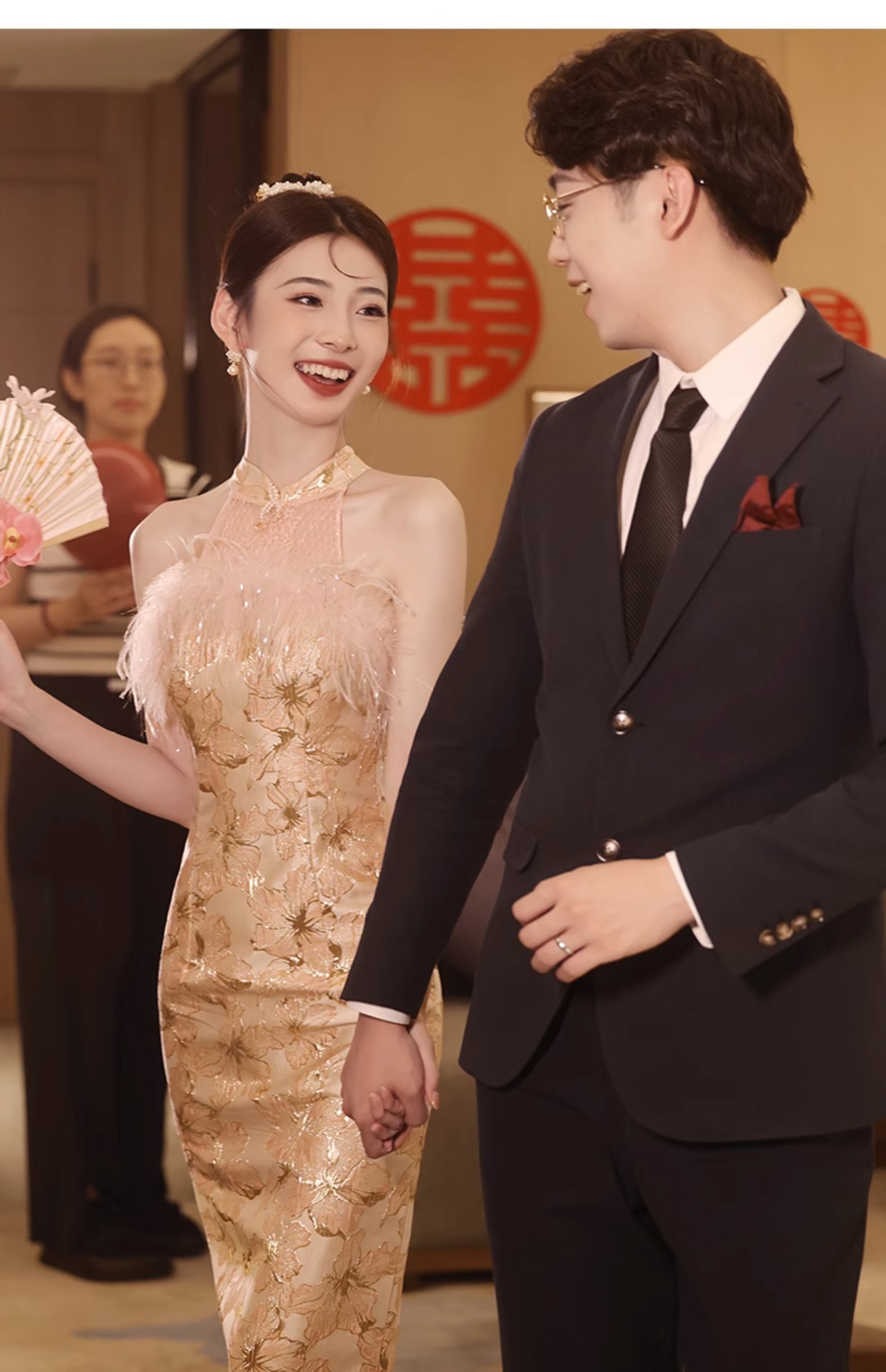 新中式敬酒服新娘高级感旗袍订婚礼服连衣裙粉色晨袍2024新款轻奢