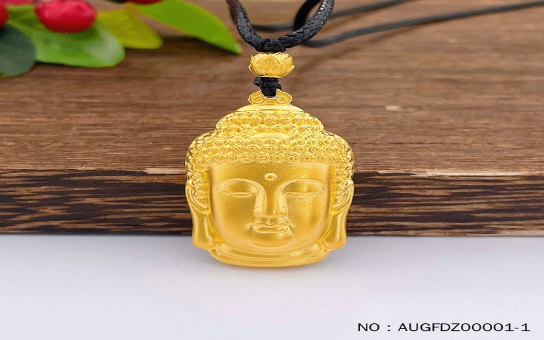 足金999古法佛头吊坠