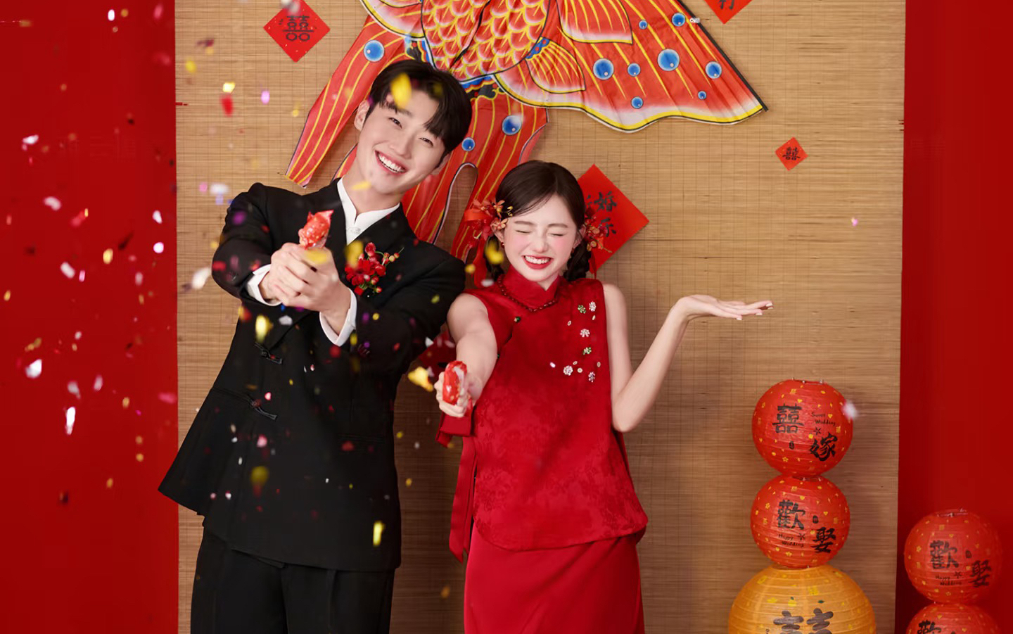 俏皮可爱的新中式婚纱照