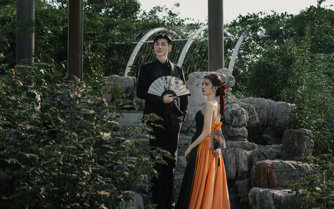 新中式园林婚纱照