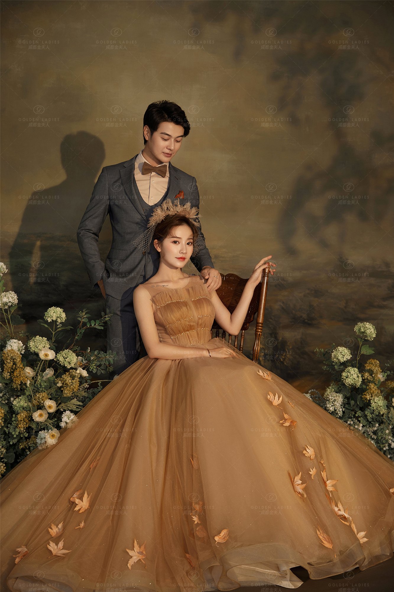超级高级的轻奢油画复古婚纱照
