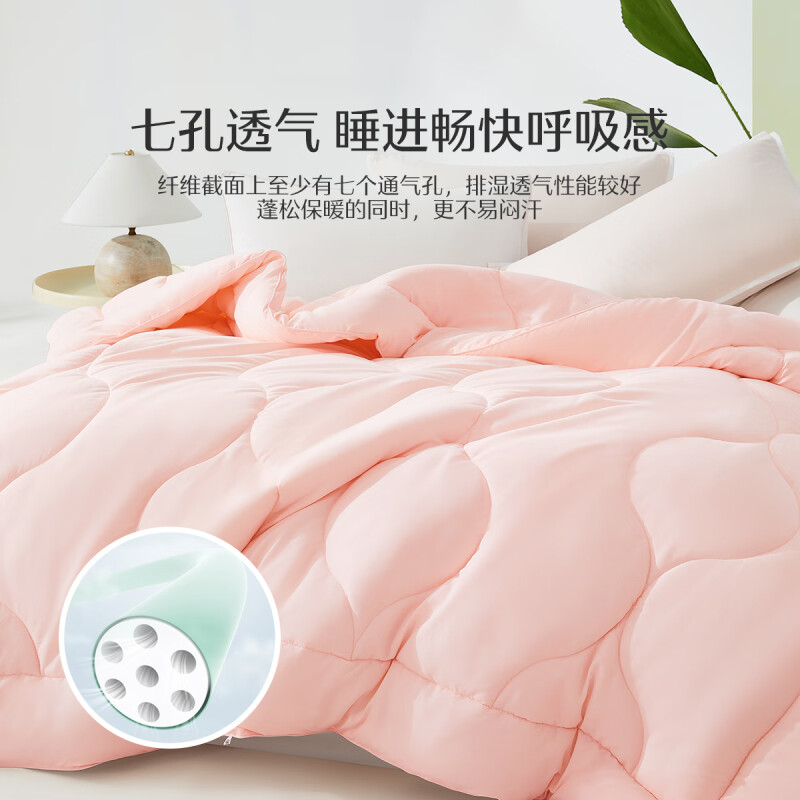 【水星家紡】克洛怡抗菌七孔春秋被(玉粉色)被芯