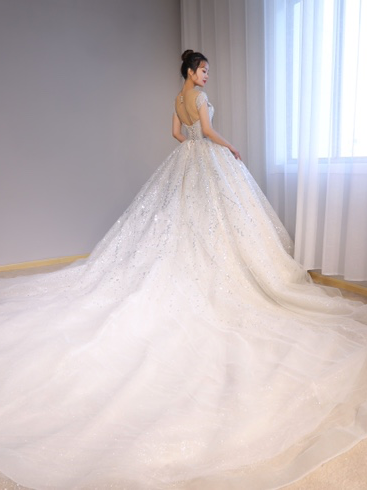 【杨超越同款】豪华水晶大拖尾婚纱