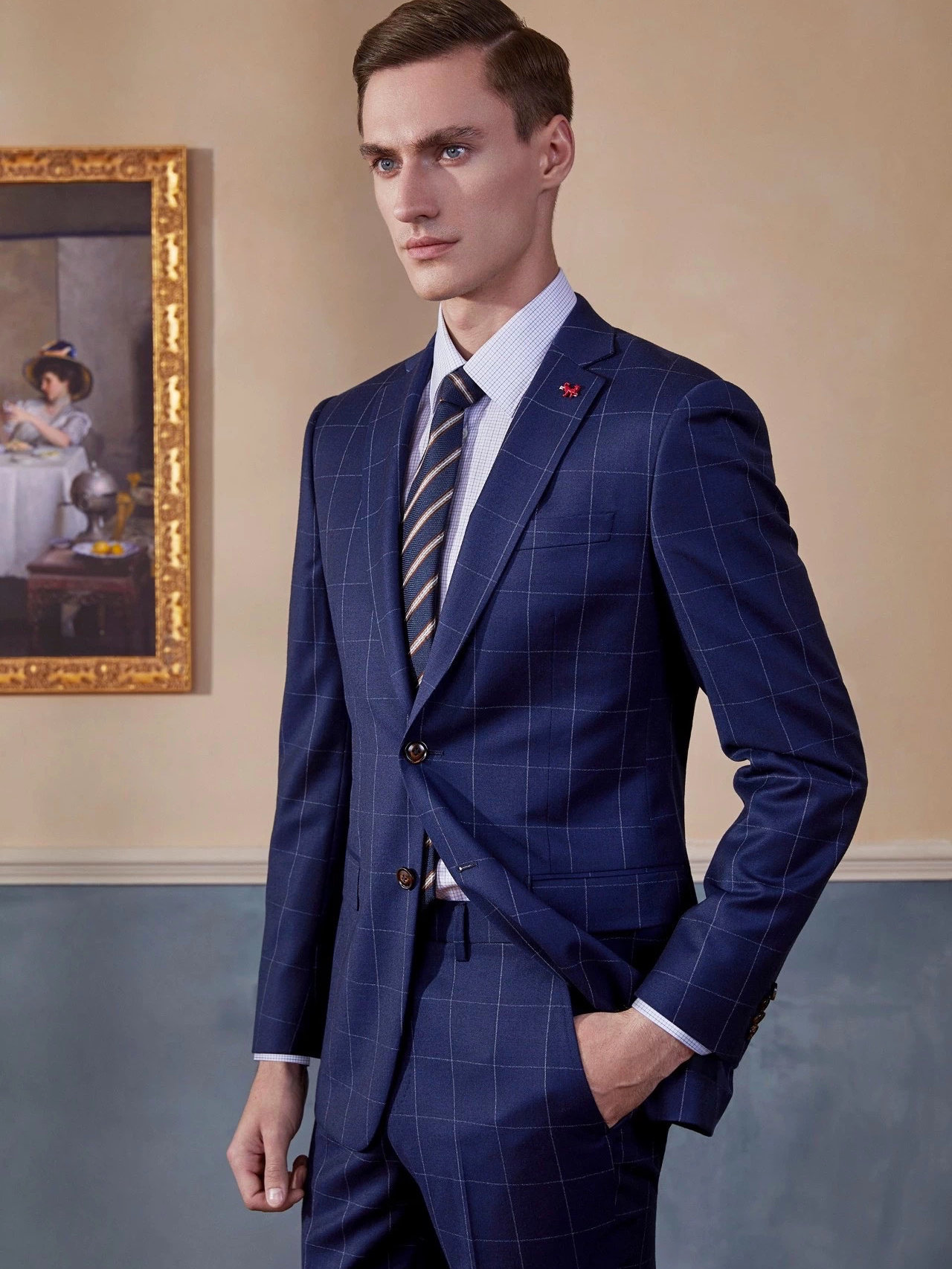 【时尚英伦马甲三件套西服套装】