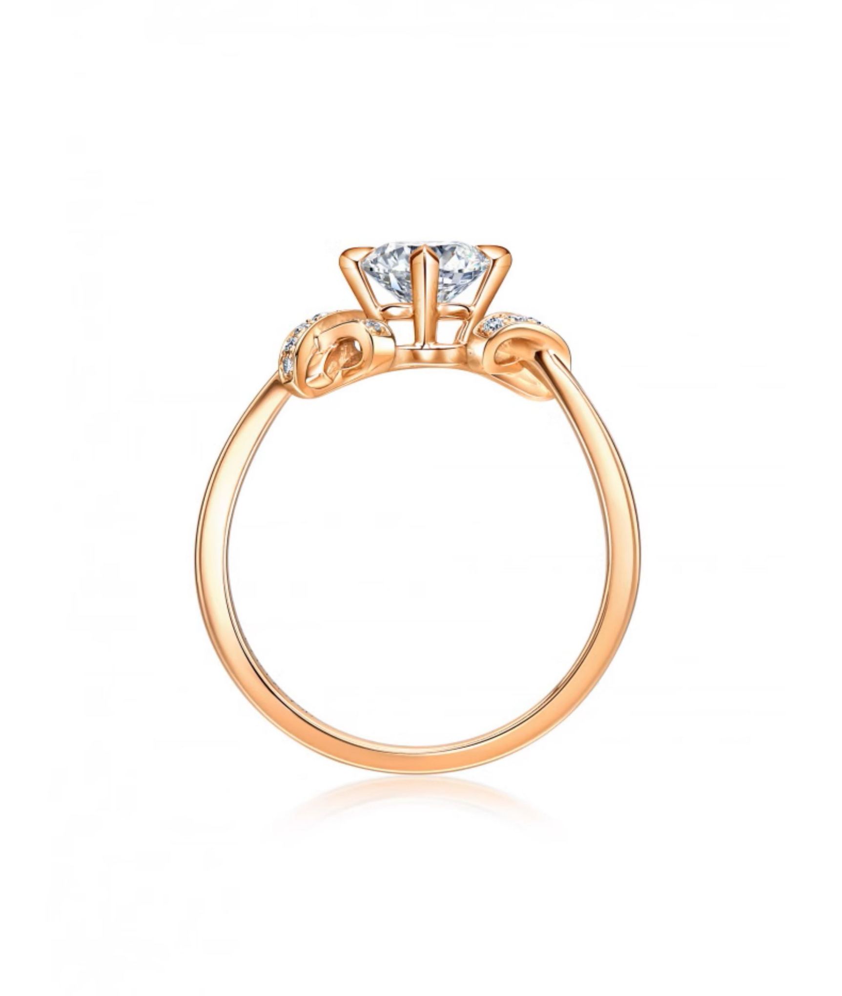 [同心]18K白色及玫瑰色黄金钻石戒指求婚钻戒