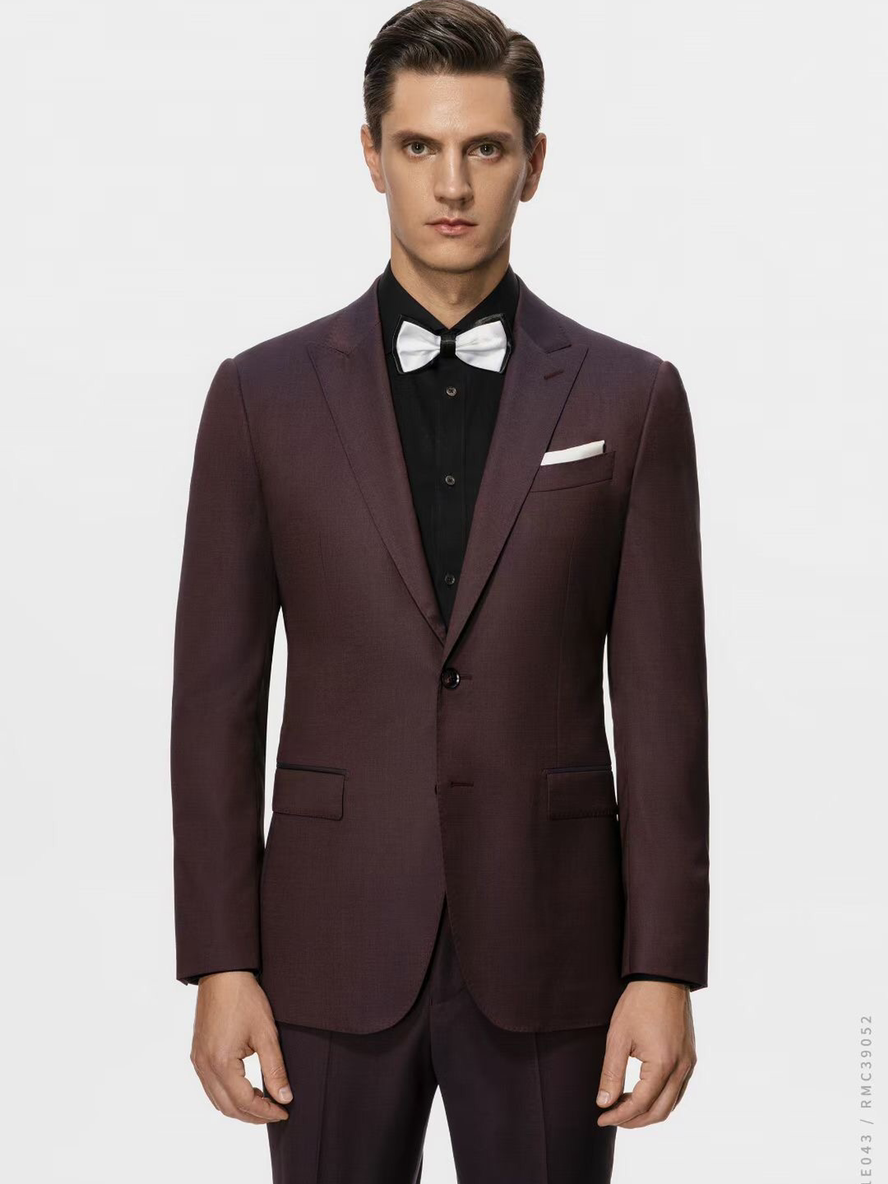 酒红色西服二件套