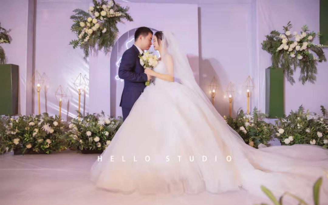 韩式白绿色小清新婚礼，低预算婚礼