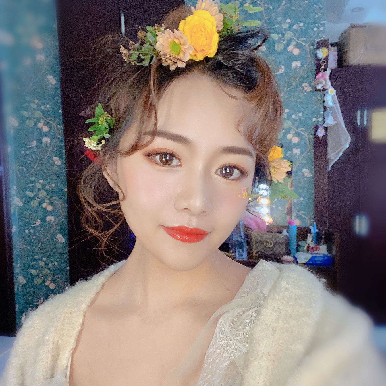来一组甜美的森系鲜花造型