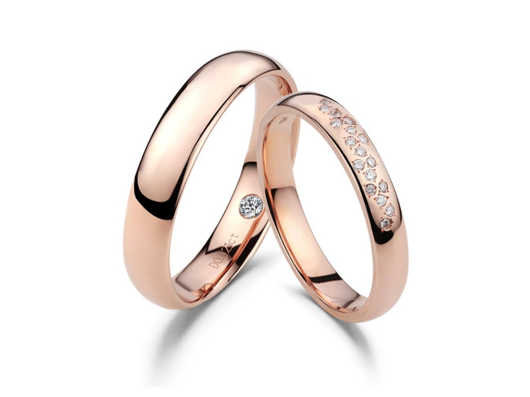 爱冕【繁星】18k玫瑰金情侣对戒定制