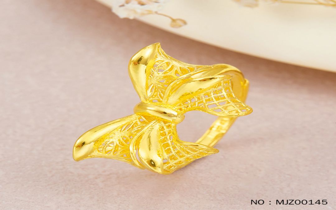 足金999精品蝴蝶结戒指