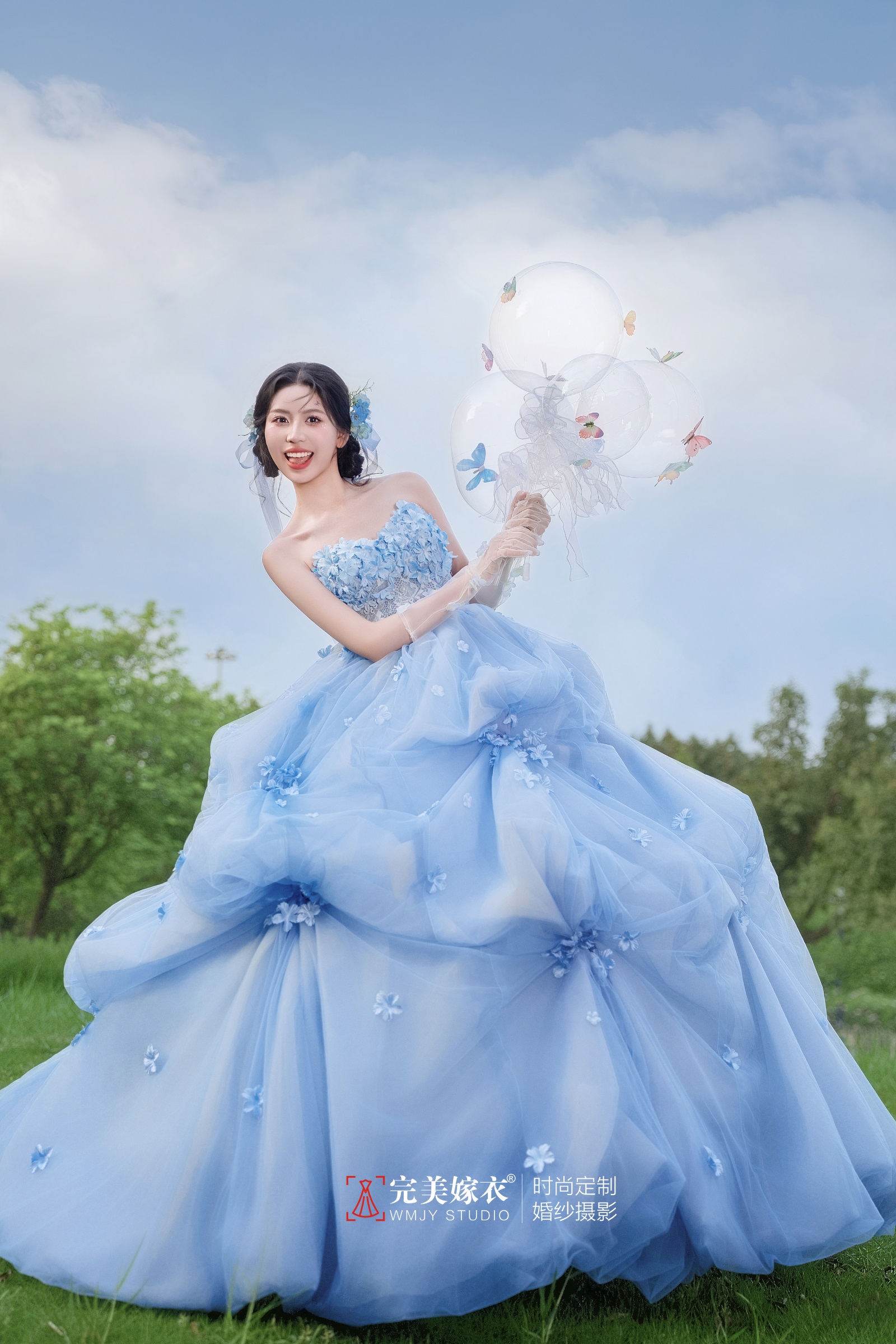 蓝色花神婚纱照戳中心巴啦🤩森系婚纱