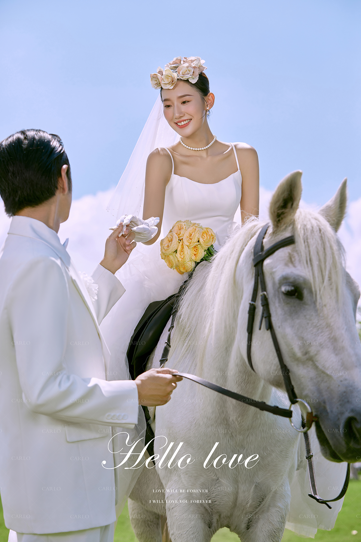 卡洛婚纱摄影【草坪白马】