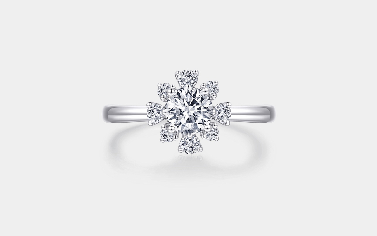 培育钻石1克拉挚爱雪花钻戒婚戒