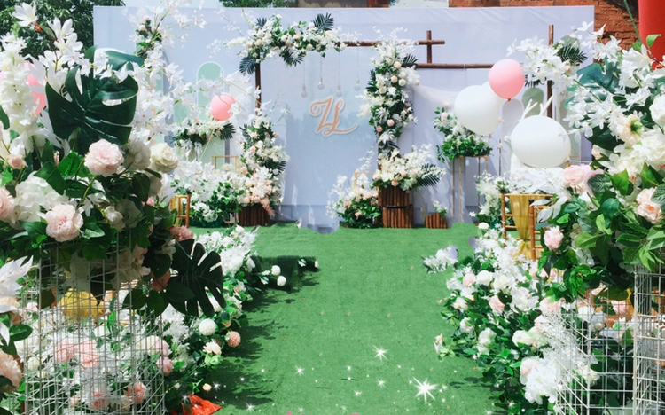 夏季主打清新系列白绿色户外婚礼