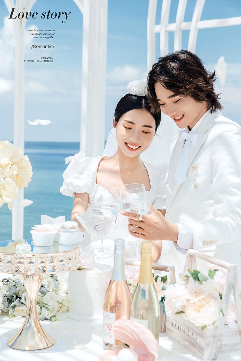 北海高端旅拍婚纱照爱琴海多个网红景点底片全送
