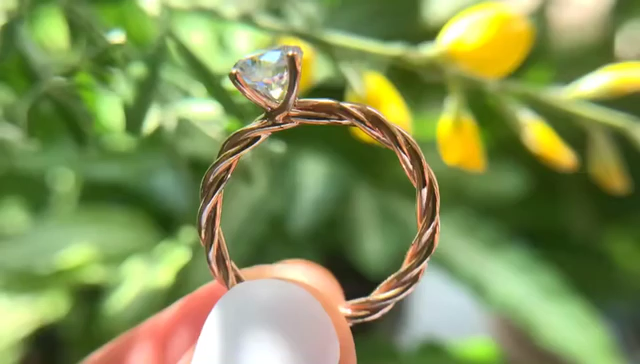 藤蔓 爱的交织玫瑰金简单四爪80分 昆明定制