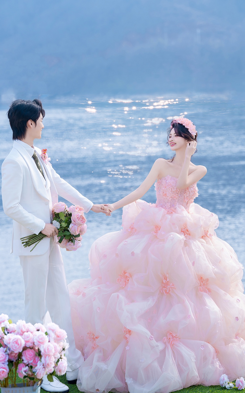 一眼沦陷的夕阳海景婚纱照