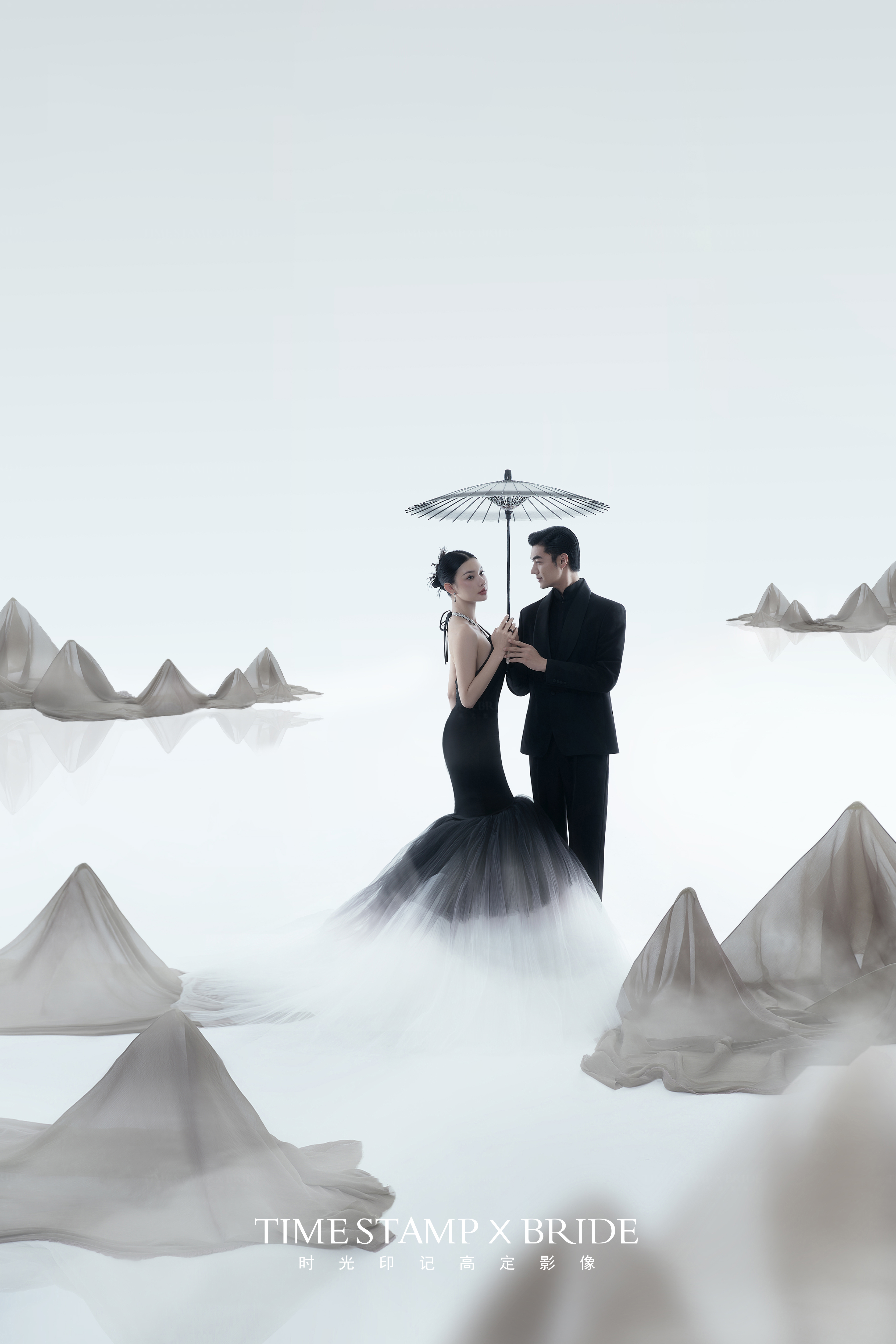 纯美国风腔调|小众创意水墨工笔画婚纱照！