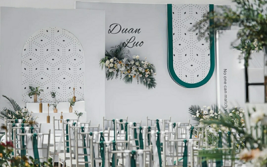 农村家门口白绿色小清新婚礼