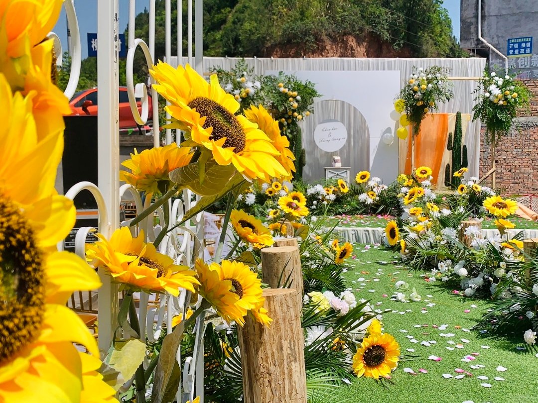 向日葵的浪漫，超性价比户外婚礼，全村都说好