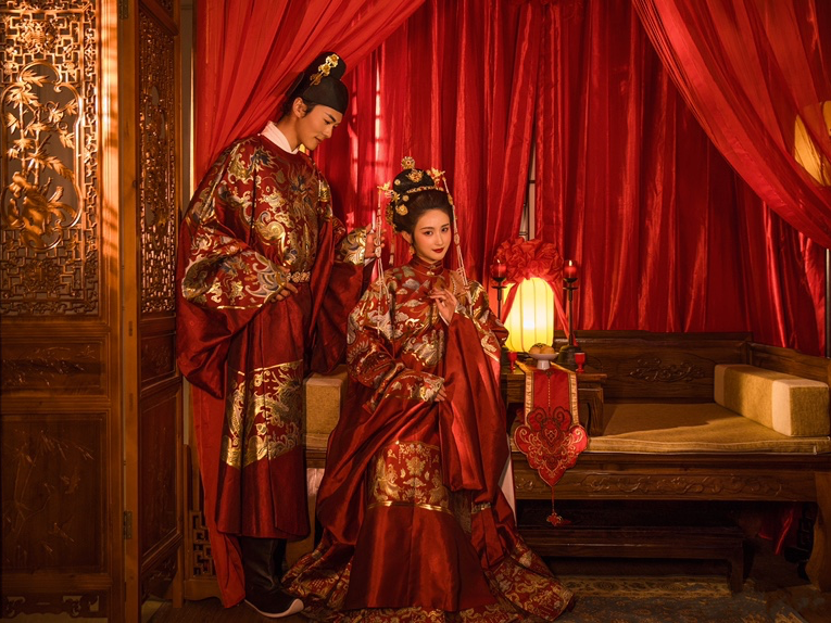 高端汉式婚礼定制跟妆（周制 明制）